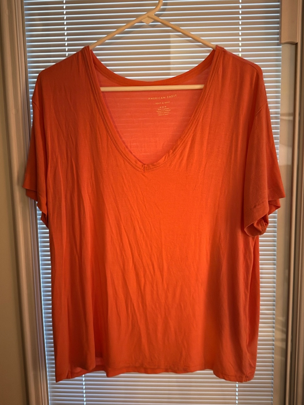 American Eagle Outfitters Orange V-Neck Tee